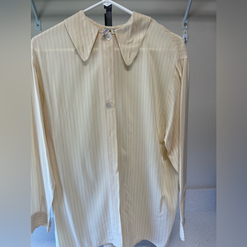 Giorgio Armani stripe long sleeve dress blouse size 38